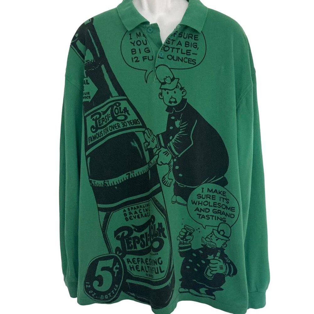 VINTAGE Green Graphic Polo Shirt